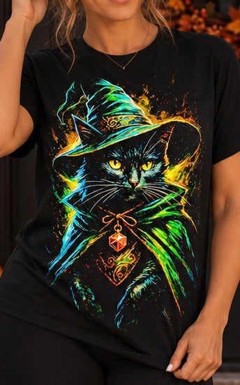 Mystic Black Cat Witch T-Shirt