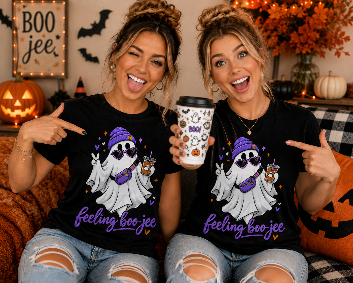Feeling Boo-Jee Women’s Halloween Graphic T-Shirt