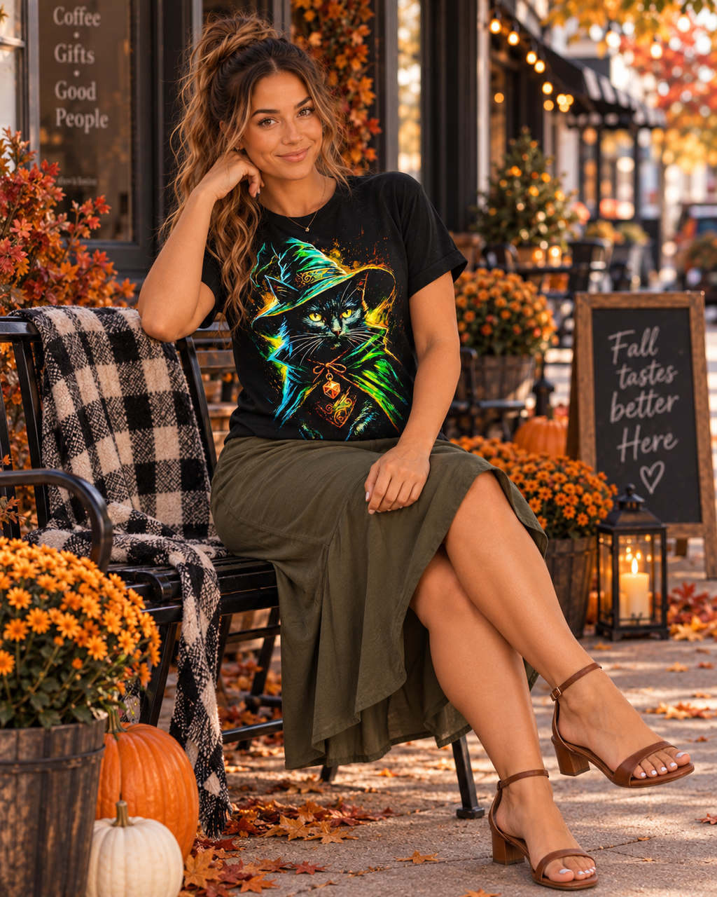 Mystic Black Cat Witch T-Shirt