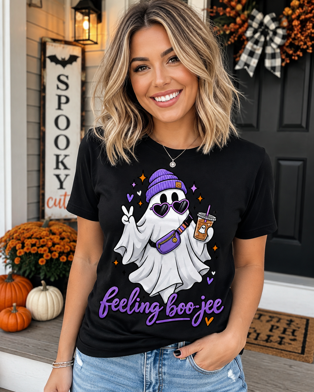 Feeling Boo-Jee Women’s Halloween Graphic T-Shirt