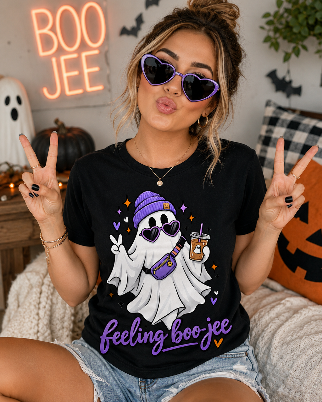 Feeling Boo-Jee Women’s Halloween Graphic T-Shirt