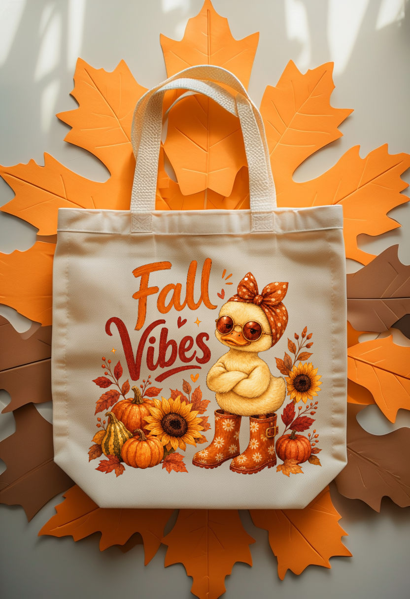 Fall Vibes Duck PNG | Cute Autumn Digital Download