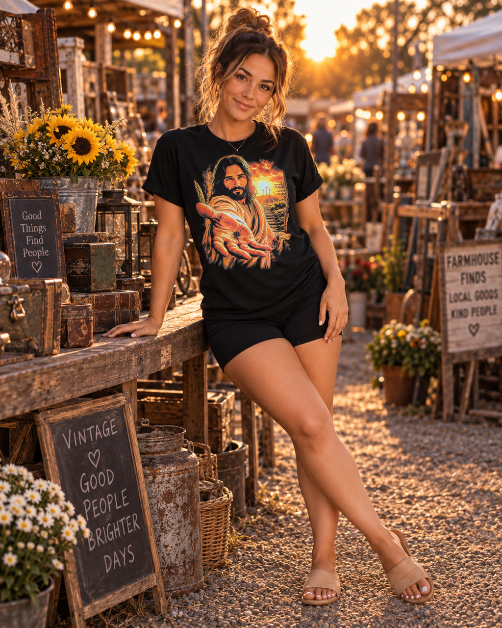 Jesus Reaching Out Christian Graphic T-Shirt