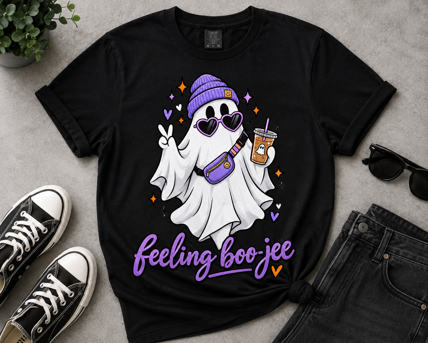 Feeling Boo-Jee Women’s Halloween Graphic T-Shirt