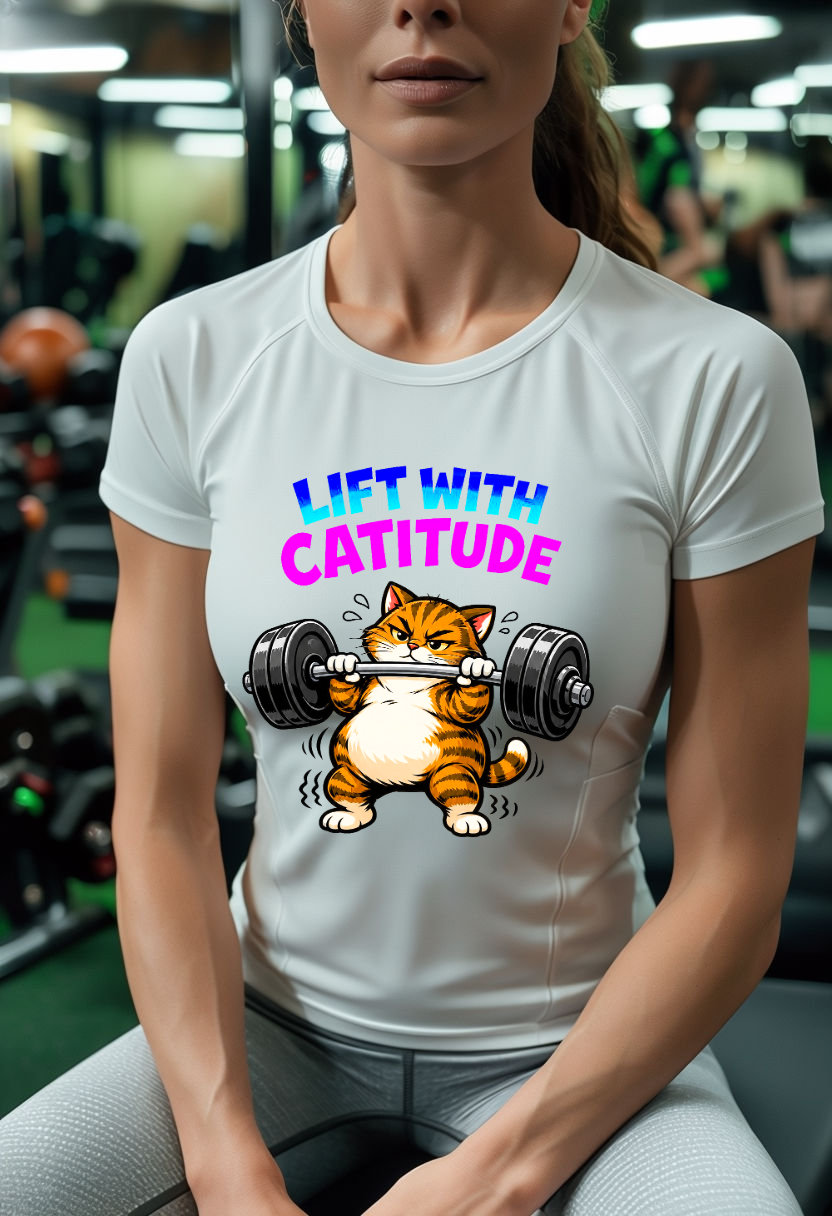 Lift With Cattitude PNG | Funny Gym Cat Digital Download