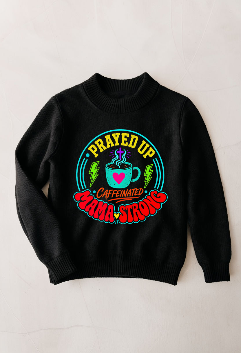 Prayed Up Caffeinated Mama Strong PNG | Christian Mom Coffee Digital Download