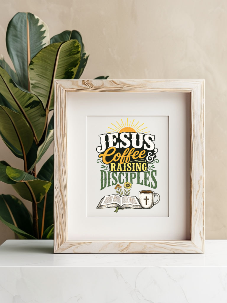 Jesus, Coffee & Raising Disciples PNG | Christian Digital Download