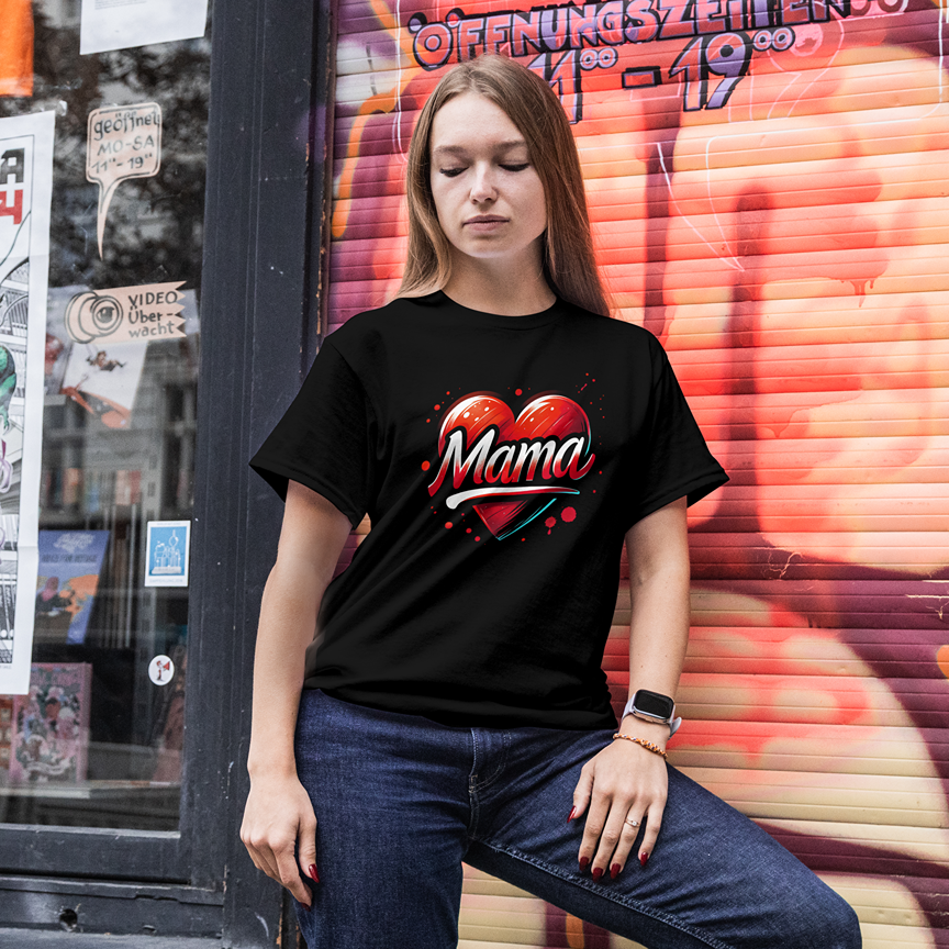 Mama Heart Graphic T-Shirt | Cute Mother's Day Shirt | Soft Women's Tee