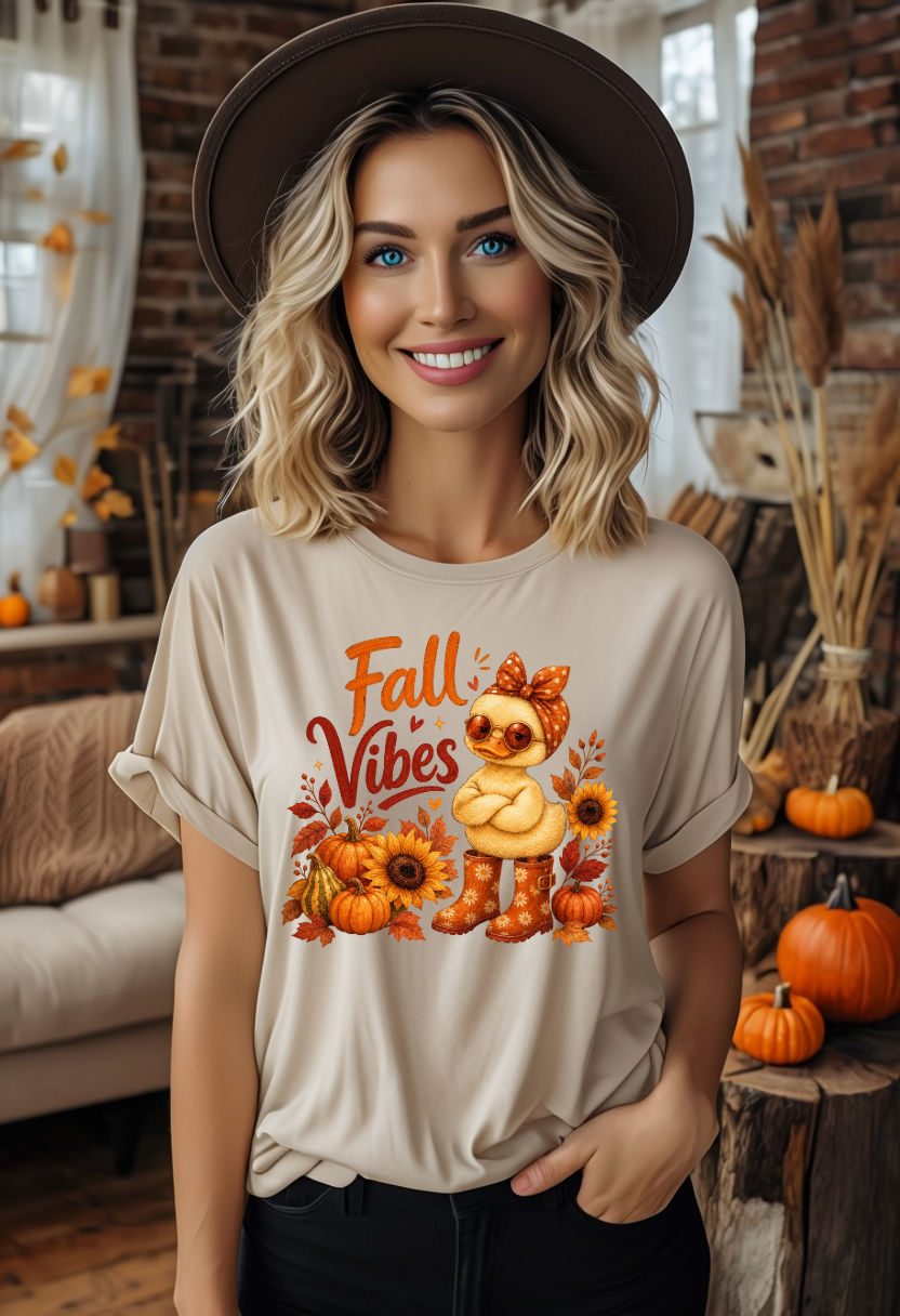 Fall Vibes Duck PNG | Cute Autumn Digital Download