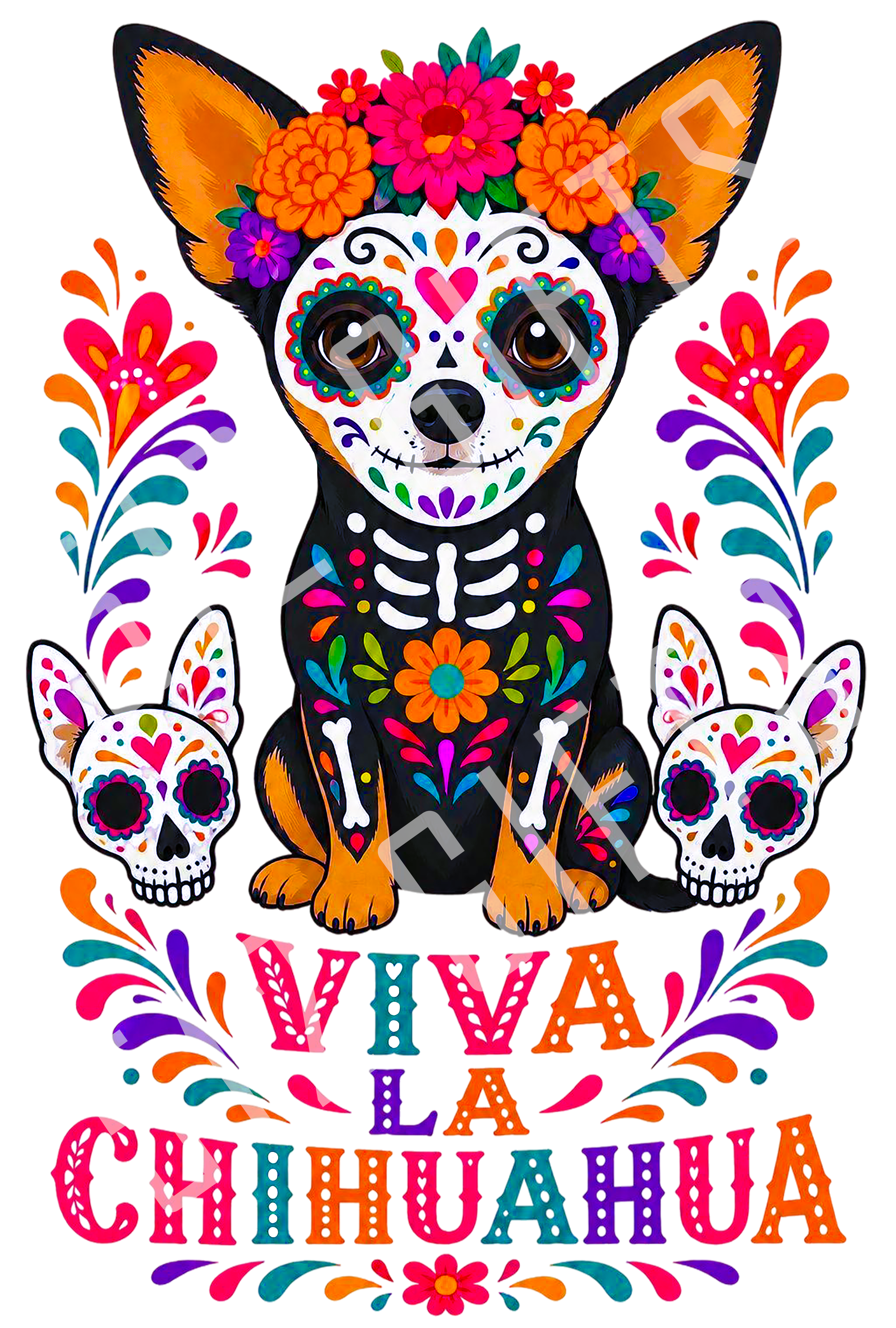 Viva La Chihuahua PNG | Sugar Skull Chihuahua | High-Resolution Digital Download
