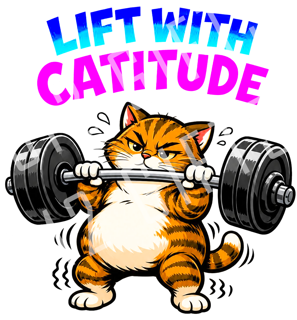 Lift With Cattitude PNG | Funny Gym Cat Digital Download