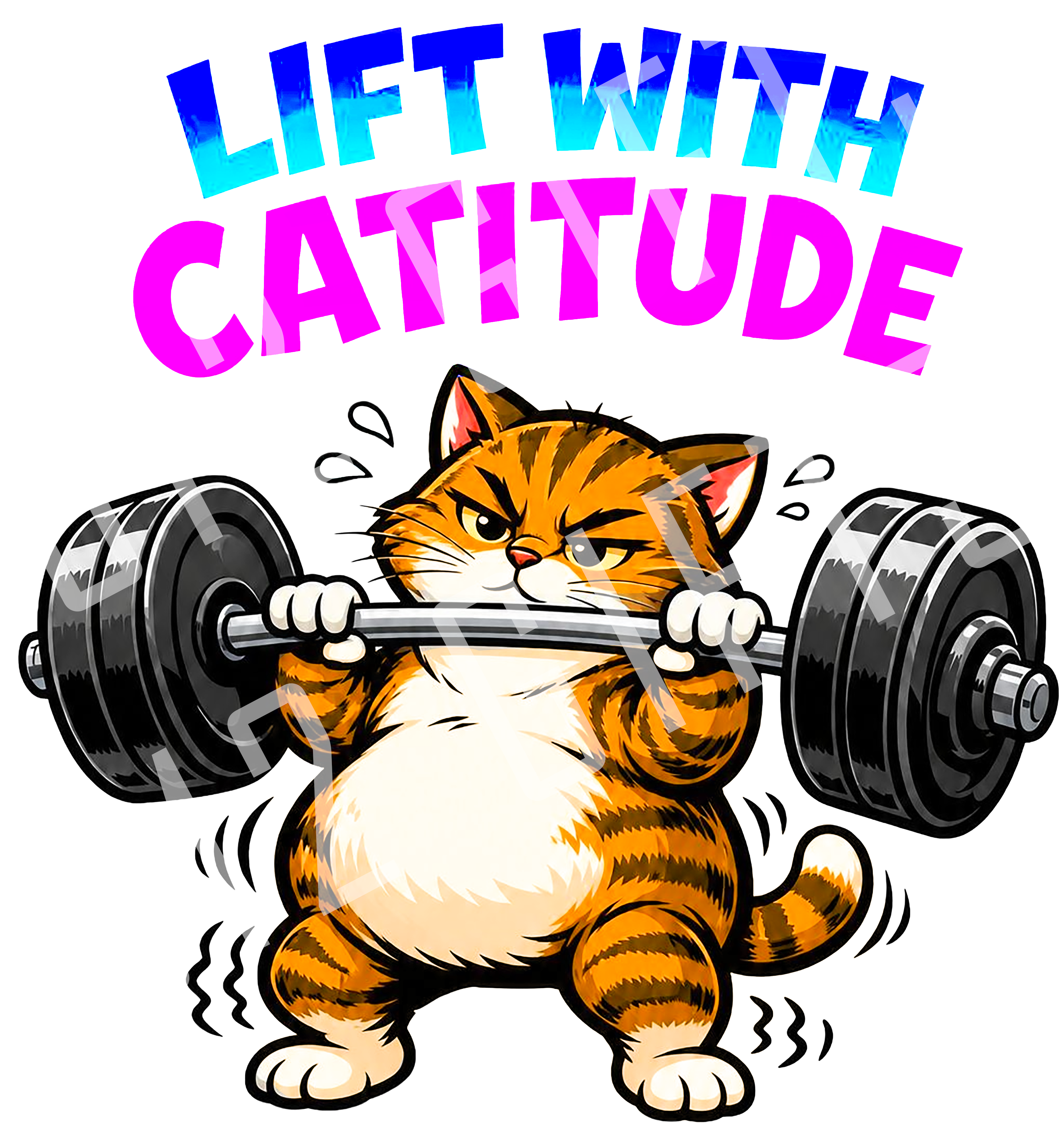 Lift With Cattitude PNG | Funny Gym Cat Digital Download