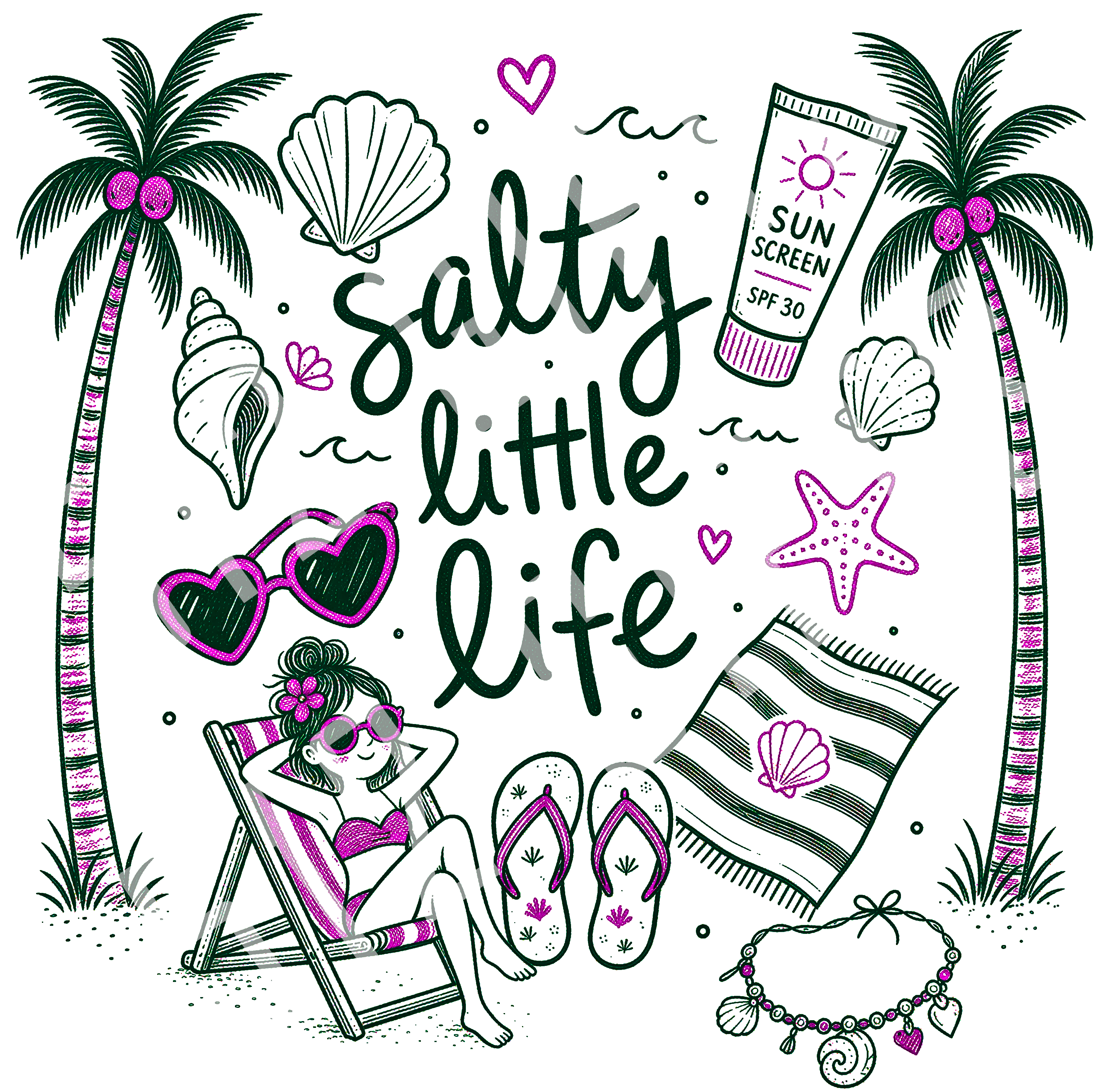 Salty Little Life PNG | Beach Summer Digital Download | High-Resolution PNG